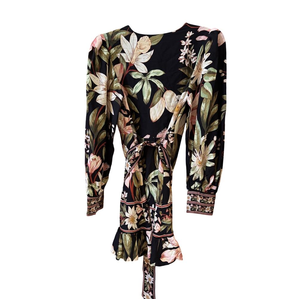 Farm Rio Black Surreal Flowers Long Sleeve Mini Dress size small (New) - Picture 6 of 7